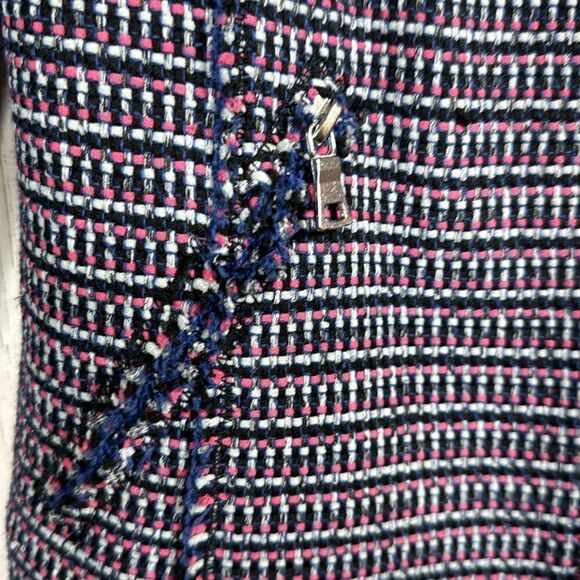Rebecca Taylor Tweed Moto Jacket Navy Pink Zip Front Blazer Size 2 Preppy Office - Picture 10 of 16